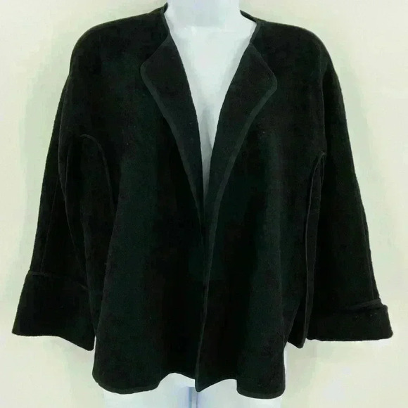 Ann Taylor Loft Black Wool Blend Open Front Cardigan S - Picture 4 of 7